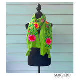 Green Floral Embroidered Shawl