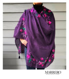 Purple Floral Embroidered Shawl