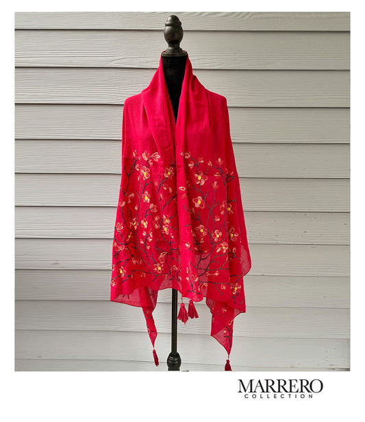 SOLD OUT -Red Floral Embroidered Shawl