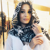 SOLD OUT-Black & White Scarf  Abstract Print - Marrero Collection
