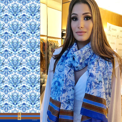 **** OUT OF STOCK  Wedgwood pattern Oblong Scarf