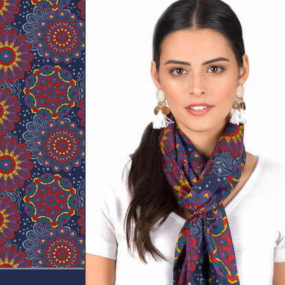 ******SOLD OUT  Blue Mandala Print Oblong Scarf