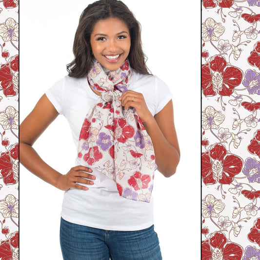 Orchid Print Oblong Scarf