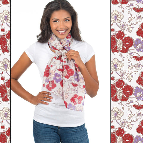 Orchid Print Oblong Scarf