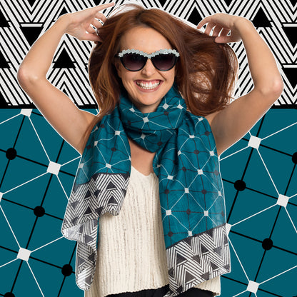 **** OUT OF STOCK  Quetzal Green Mosaic Oblong Scarf