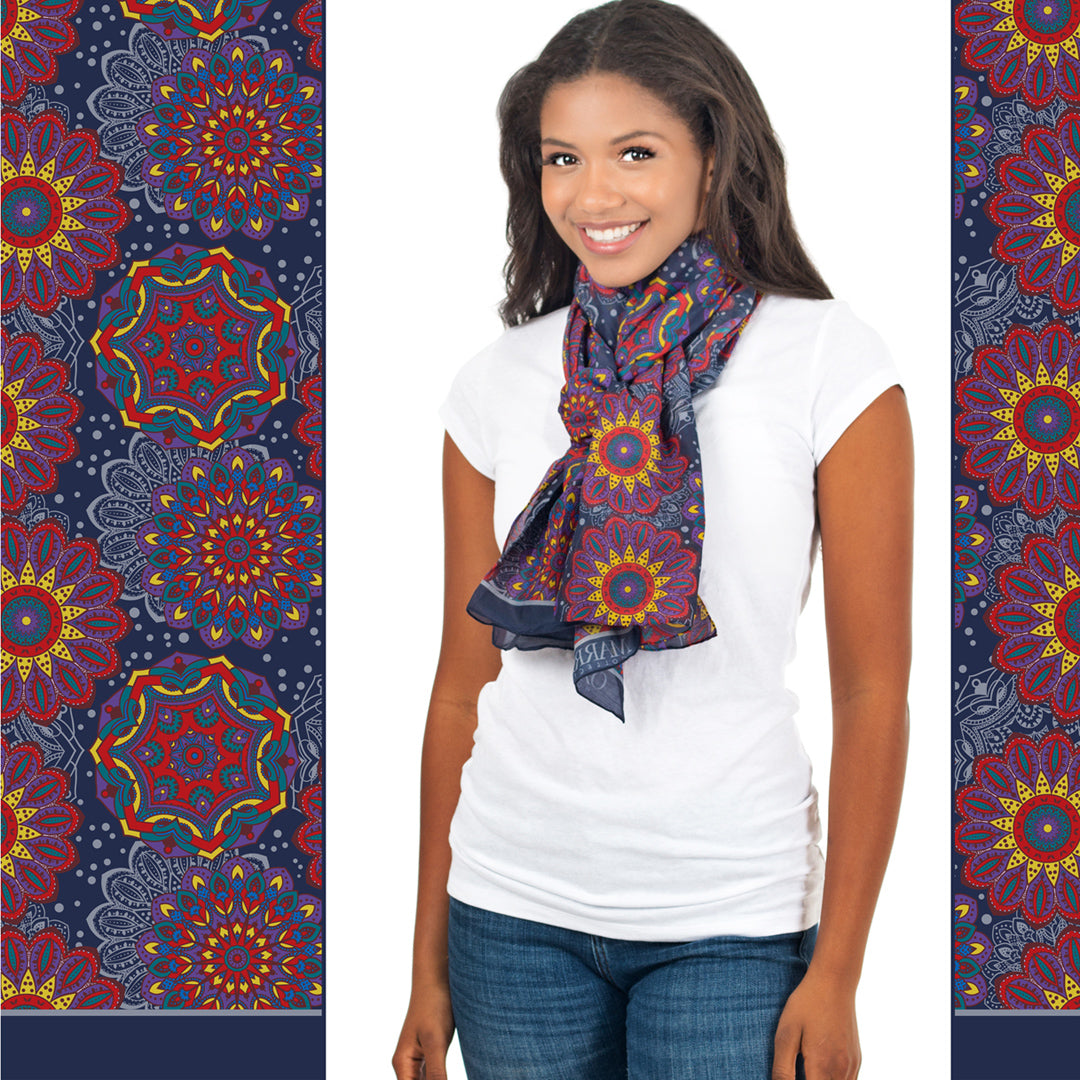 ******SOLD OUT  Blue Mandala Print Oblong Scarf