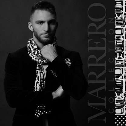 SOLD OUT-Black & White Scarf  Abstract Print - Marrero Collection